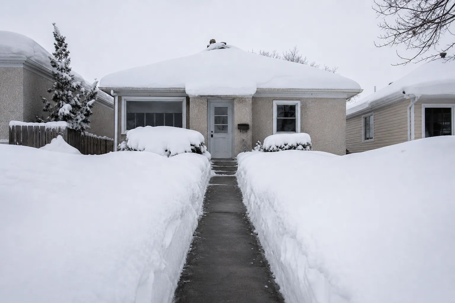 Snow cleared from a home